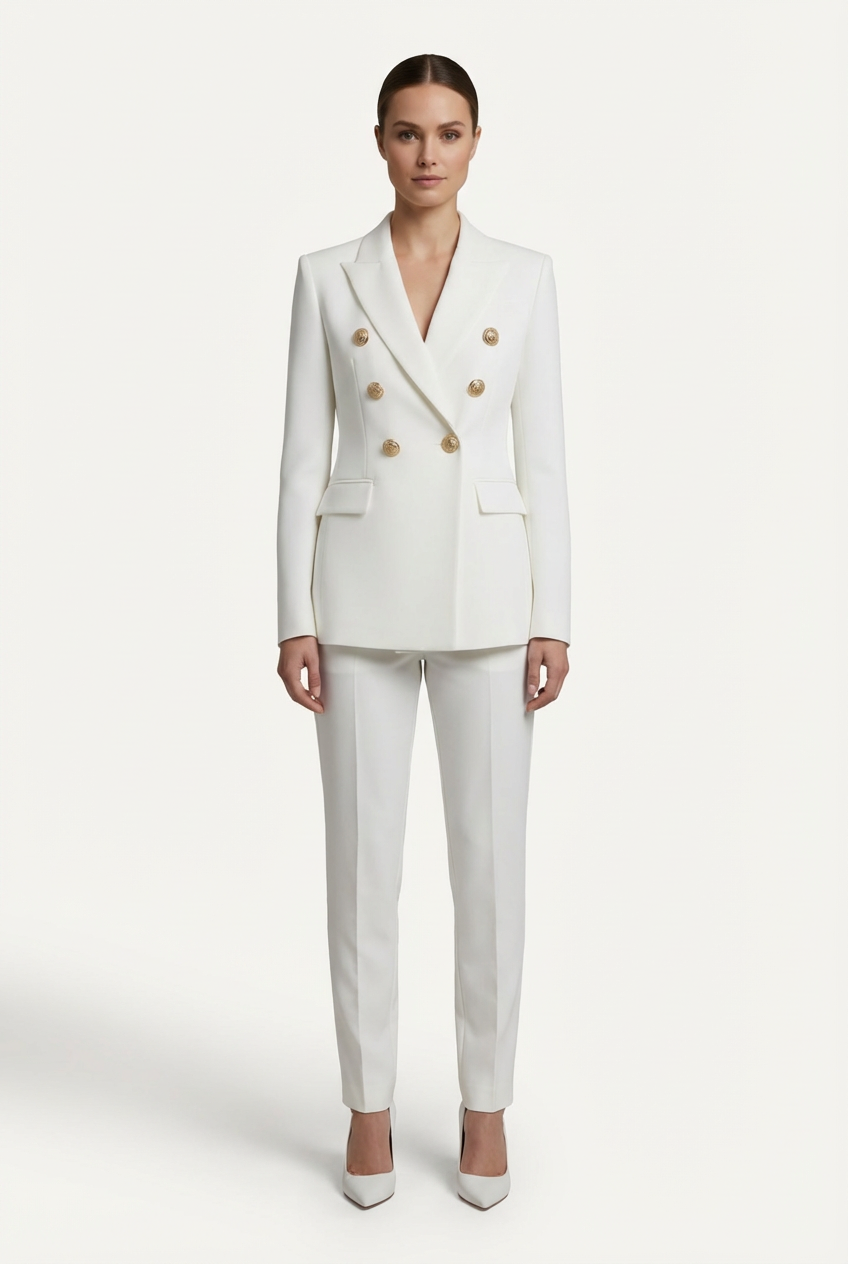Womens Blazer with Gold Button Silhouette