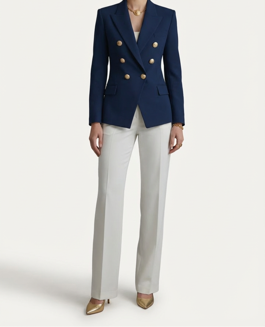 Womens Blazer with Gold Button Silhouette