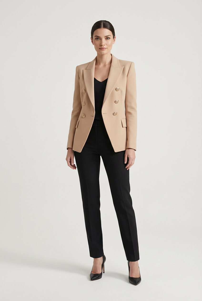 Womens Blazer with Gold Button Silhouette