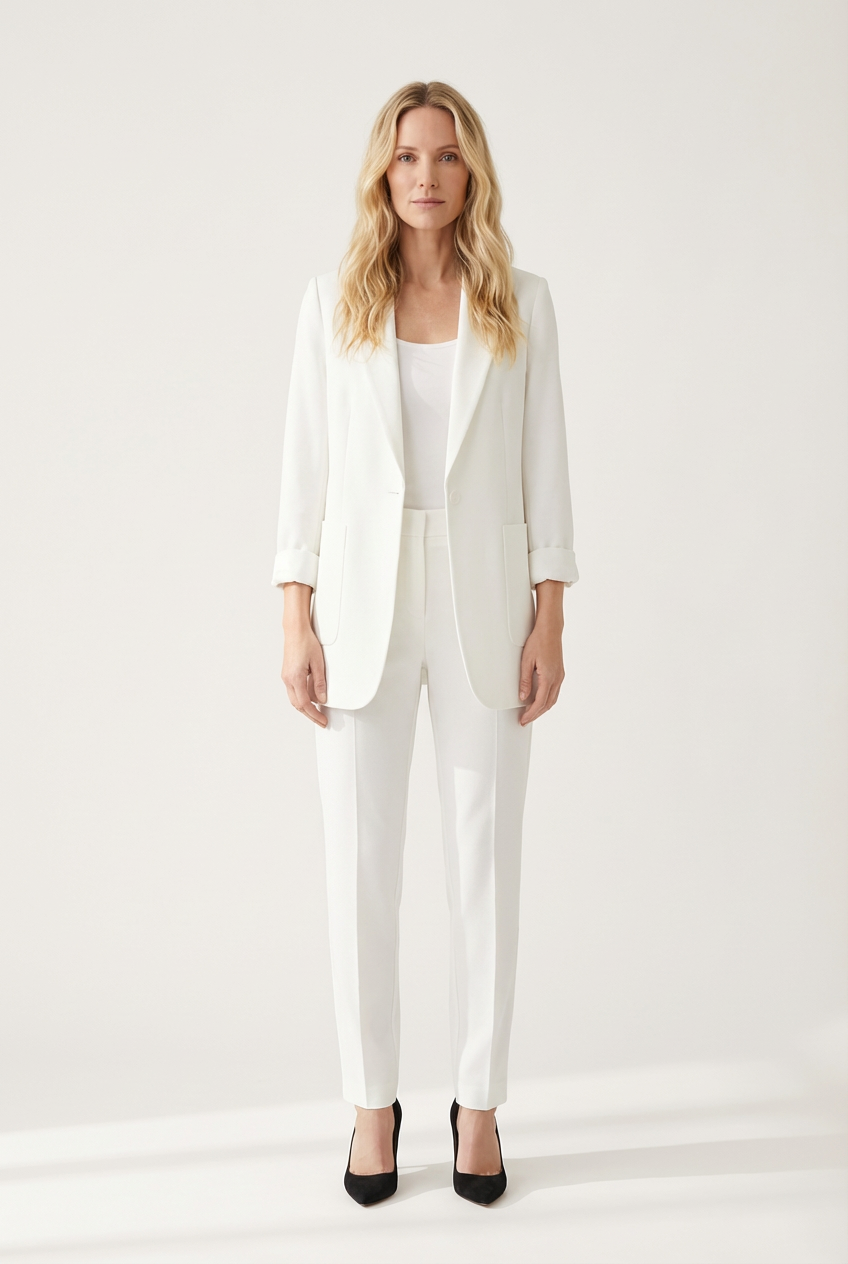 Kvindernes blazer med åben front og struktureret revers