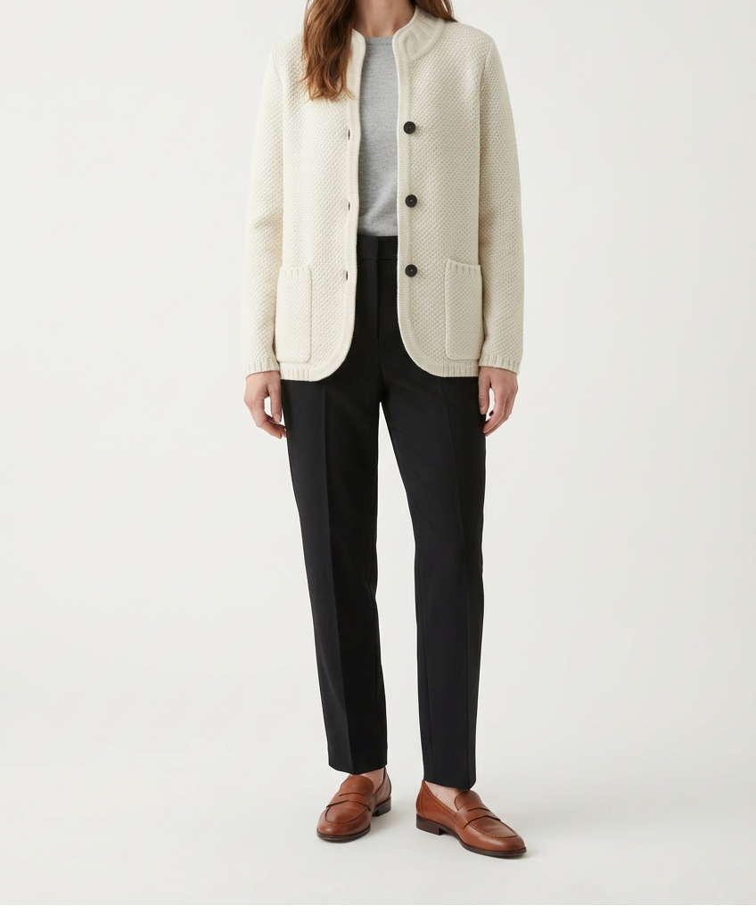 Womens Knit Blazer with Button Front Fit