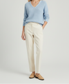 Ribbed V Neck Womens Pullover with Straight Hem
