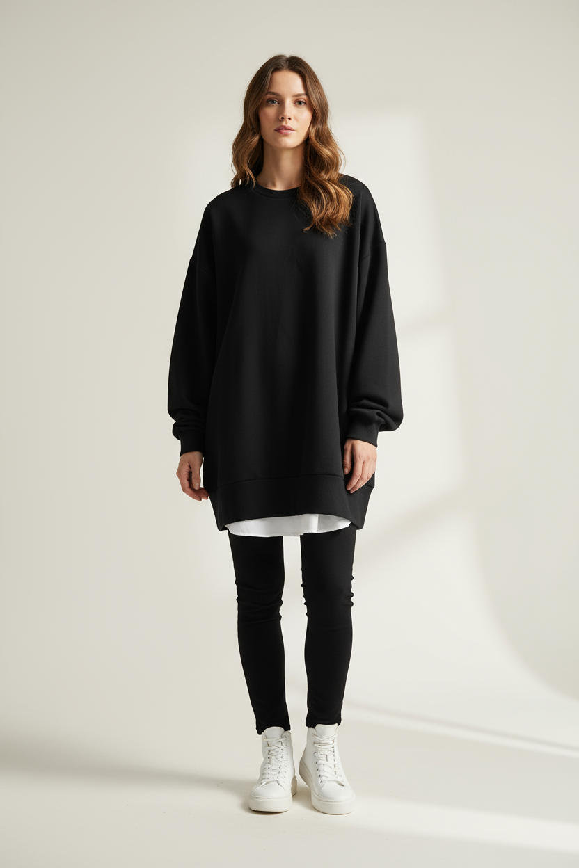 Oversized Dropped Shoulder Sweater Dame Afslappet Stil