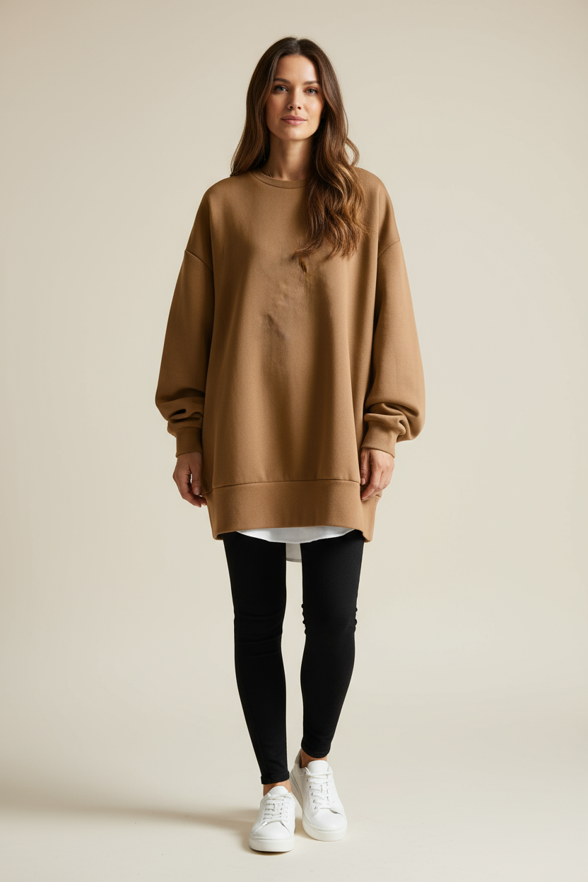 Oversized Dropped Shoulder Sweater Dame Afslappet Stil