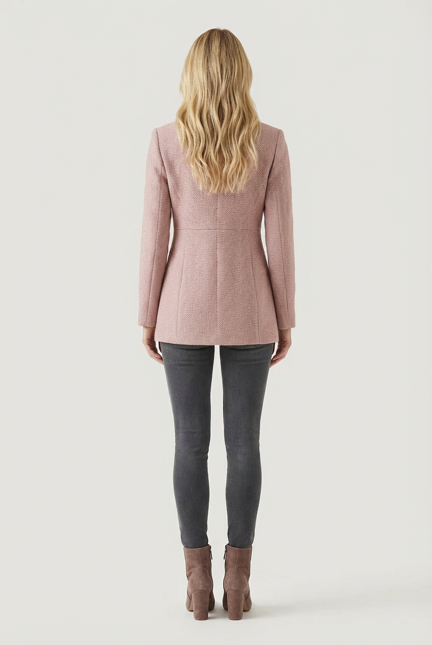 Textured Womens Blazer Jacket with Notched Collar Fit