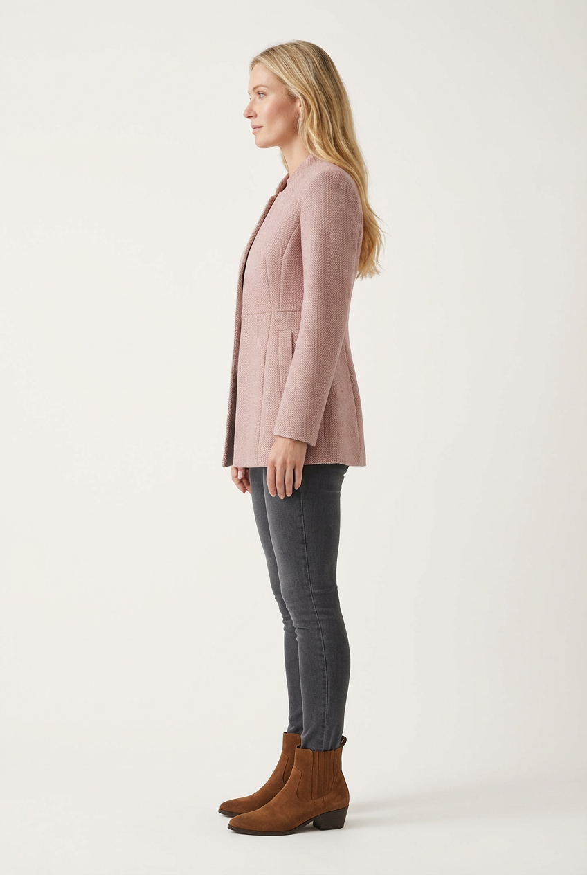 Textured Womens Blazer Jacket with Notched Collar Fit