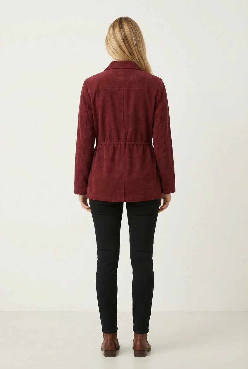 Corduroy Womens Button Up with Adjustable Waist