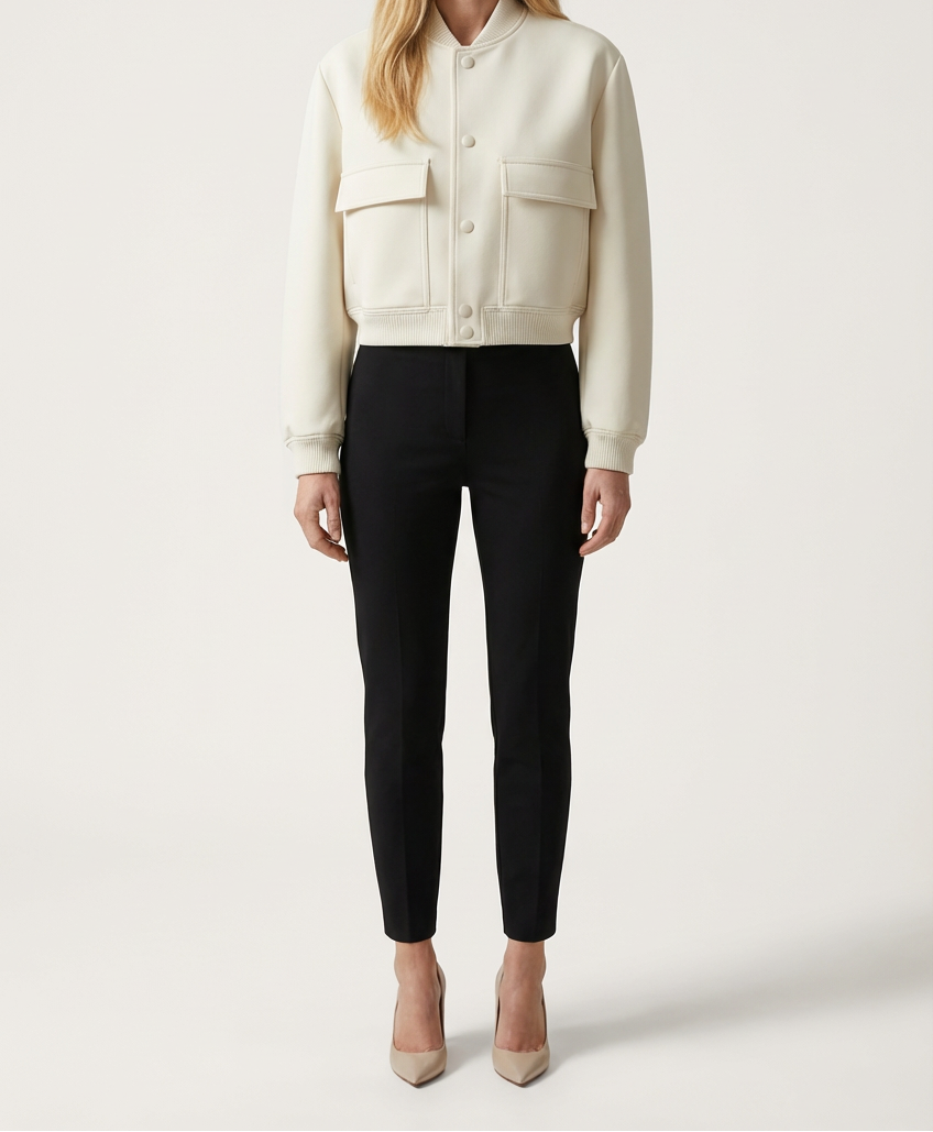 Structured Womens Sleeveless Jacket with Zip Front Fit
