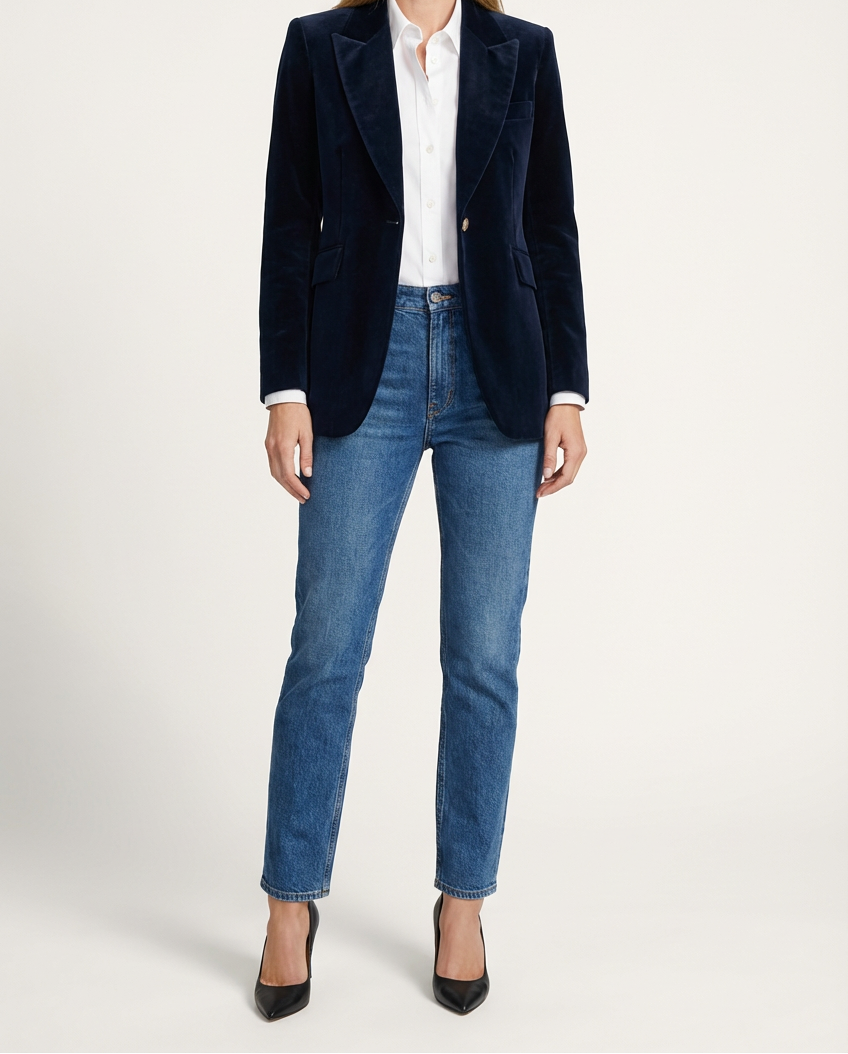 Struktureret kvinders blazer med definerede revers og enkelt knap