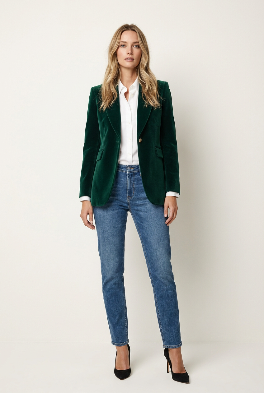 Struktureret kvinders blazer med definerede revers og enkelt knap