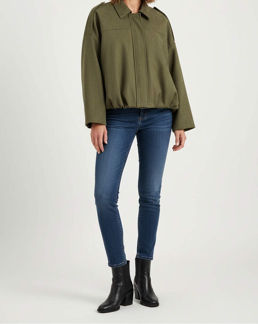 Oversized Jacket with Vintage Inspired Finish