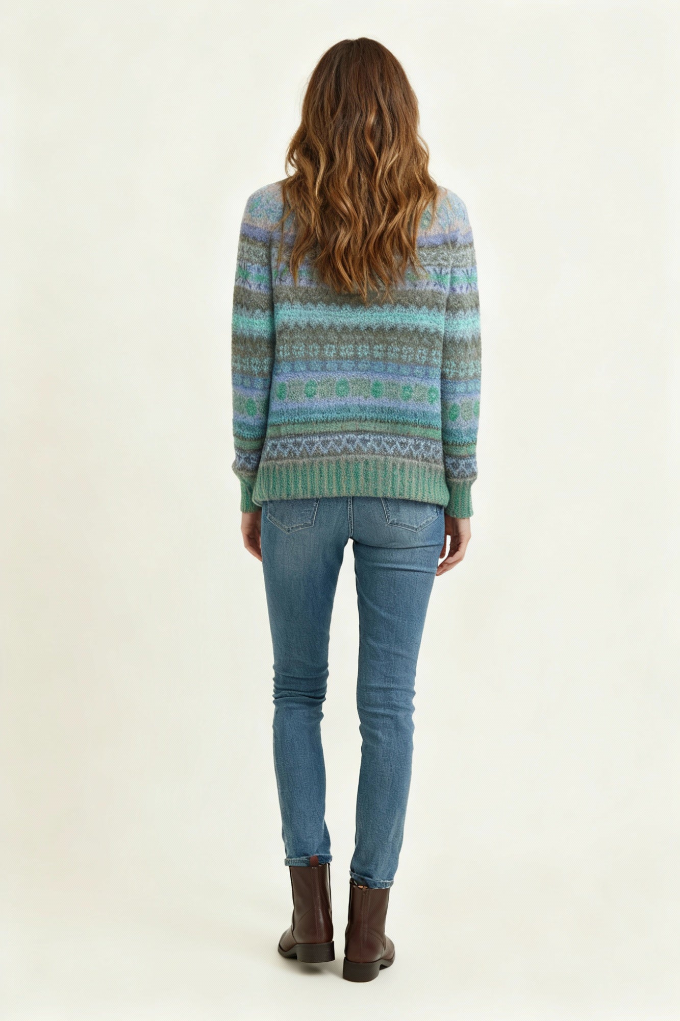 Vintage Blue Crewneck Sweater Women Casual Look with Relaxed Fit