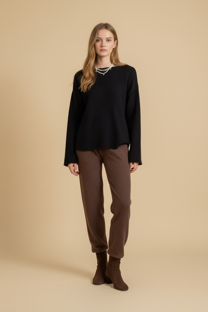 Afslappet Strik Pullover med Minimal Silhuet