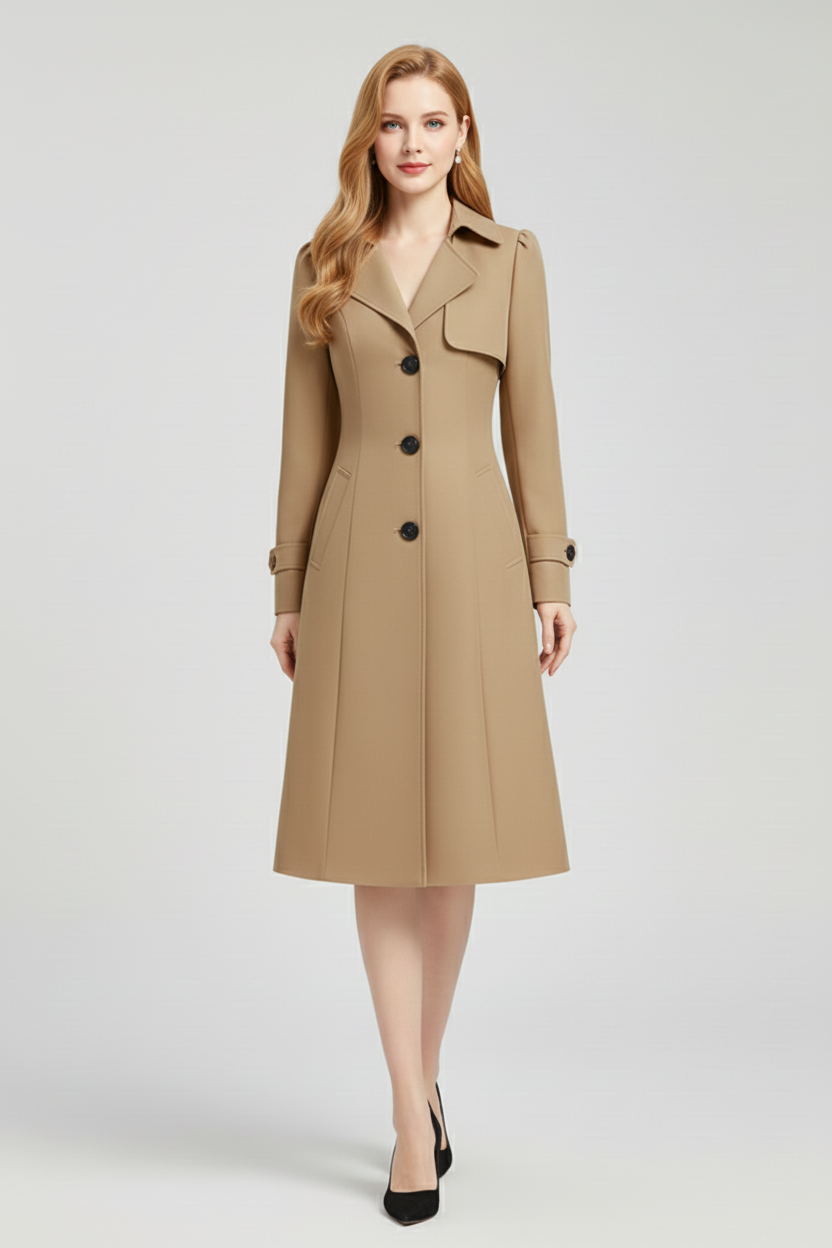 Kvindernes trench coat med notch lapel og knaplukning