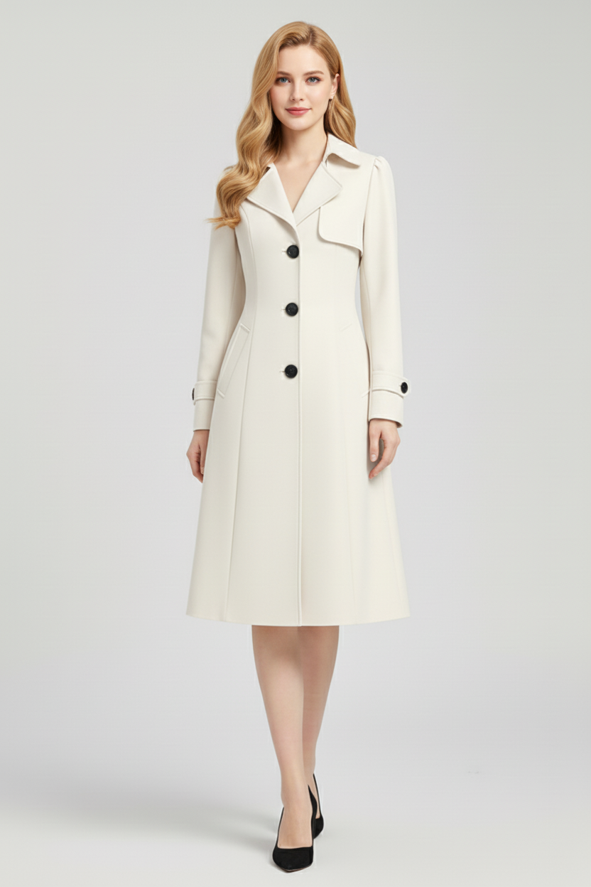 Kvindernes trench coat med notch lapel og knaplukning