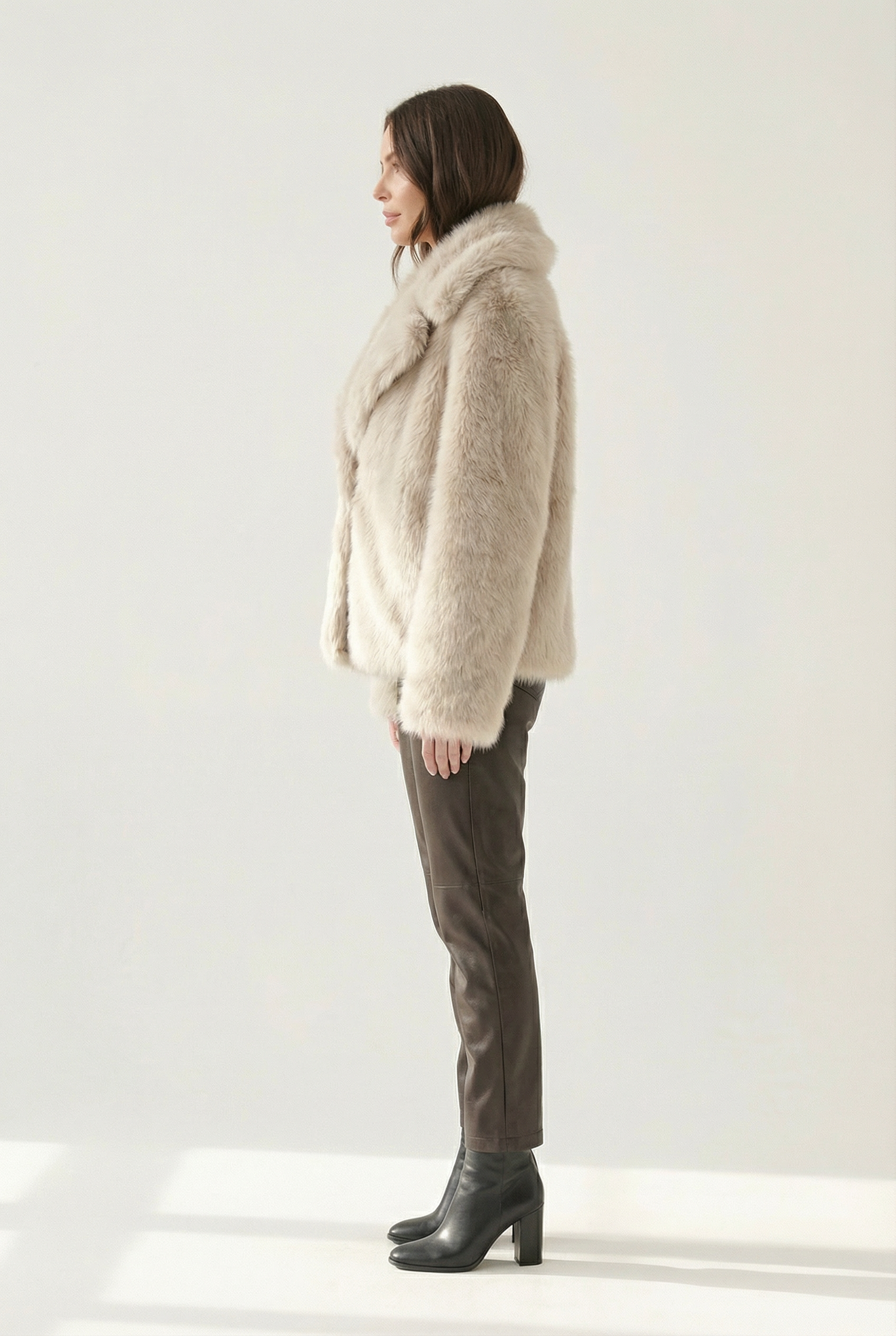 Womens Faux Fur Jacket with Plush Texture