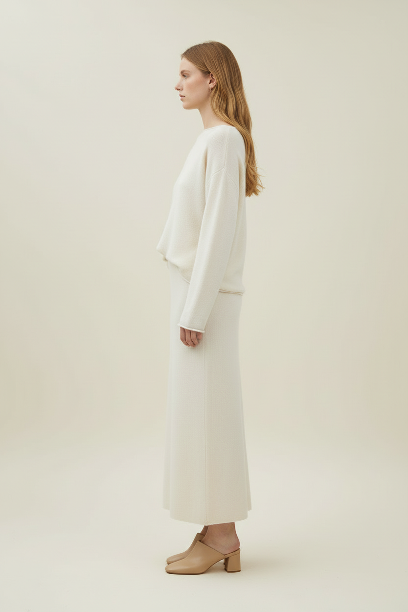 Afslappet Strik Pullover med Minimal Silhuet