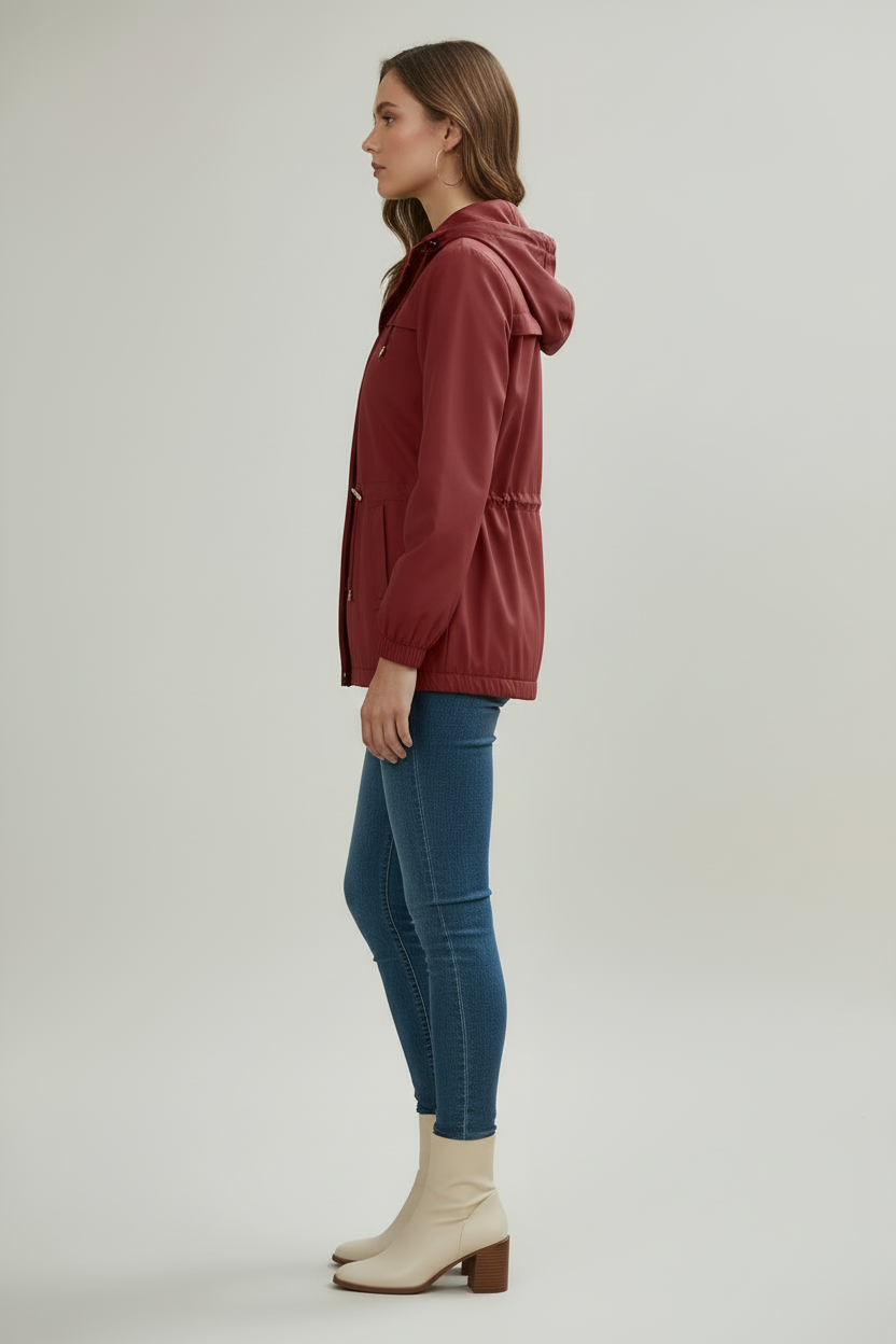 Kvindernes trench coat med hætte og regular fit