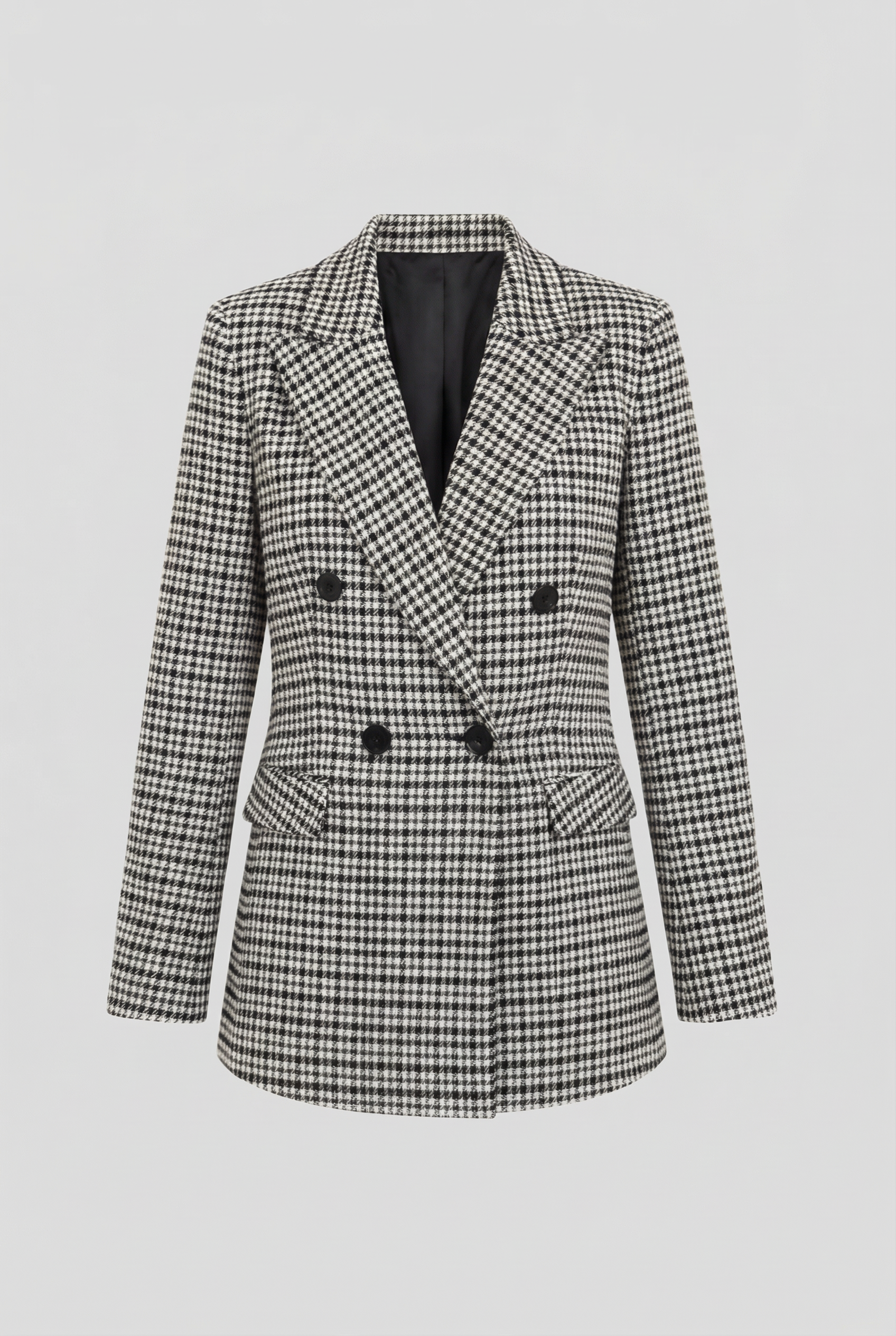 Checked Blazer with Notched Lapel Silhouette
