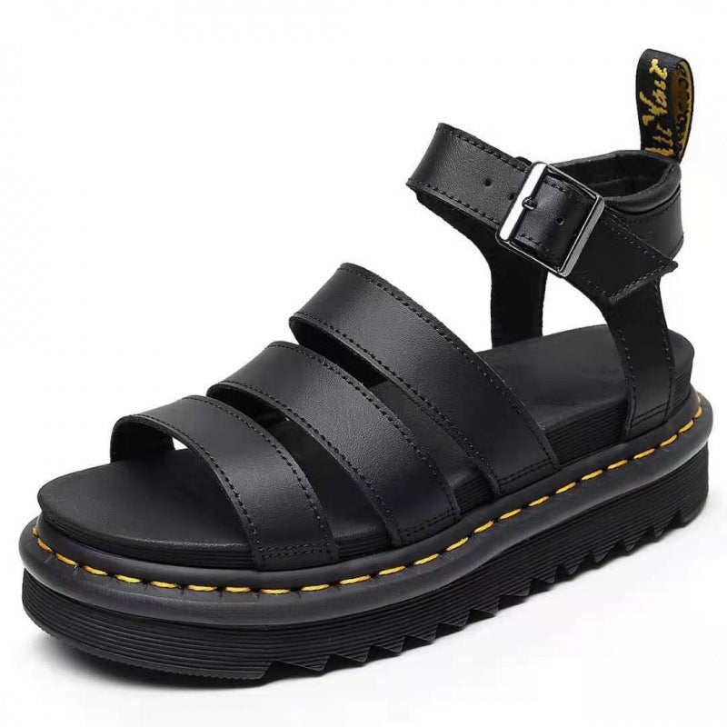 Women’s Platform Strappy Sandals with Chunky Sole and Adjustable Buckle