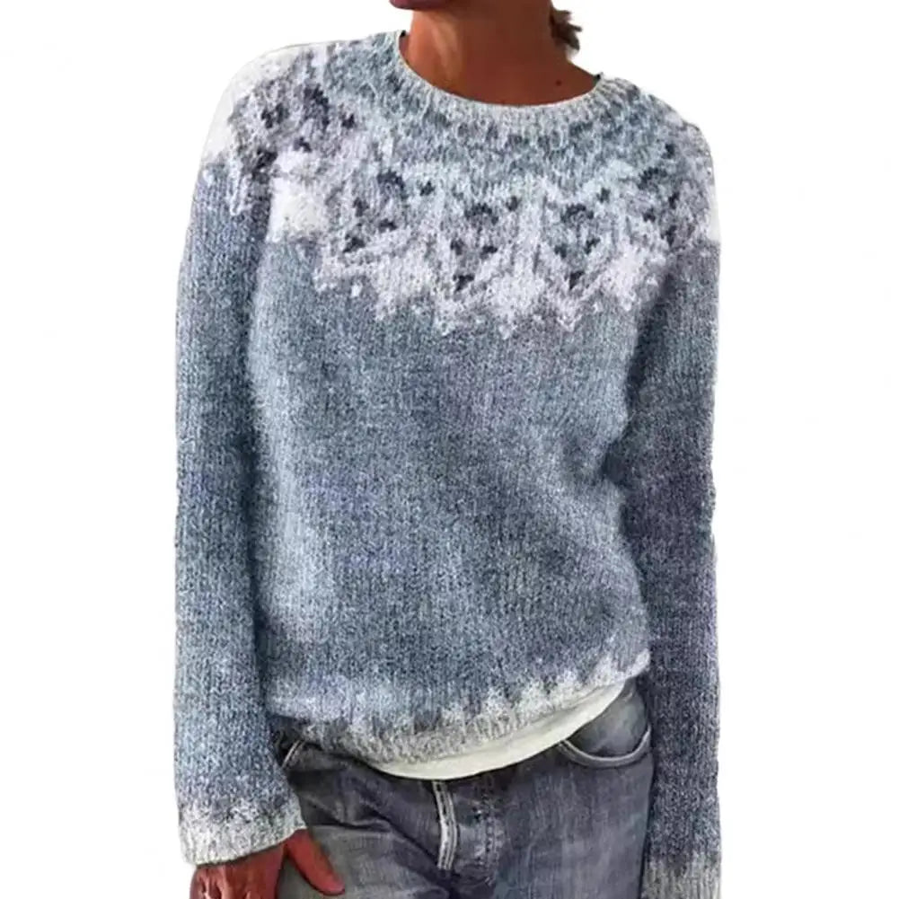 Women’s Patterned Knit Jumper with Crew Neck