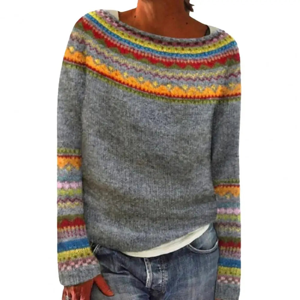 Women’s Patterned Knit Jumper with Crew Neck