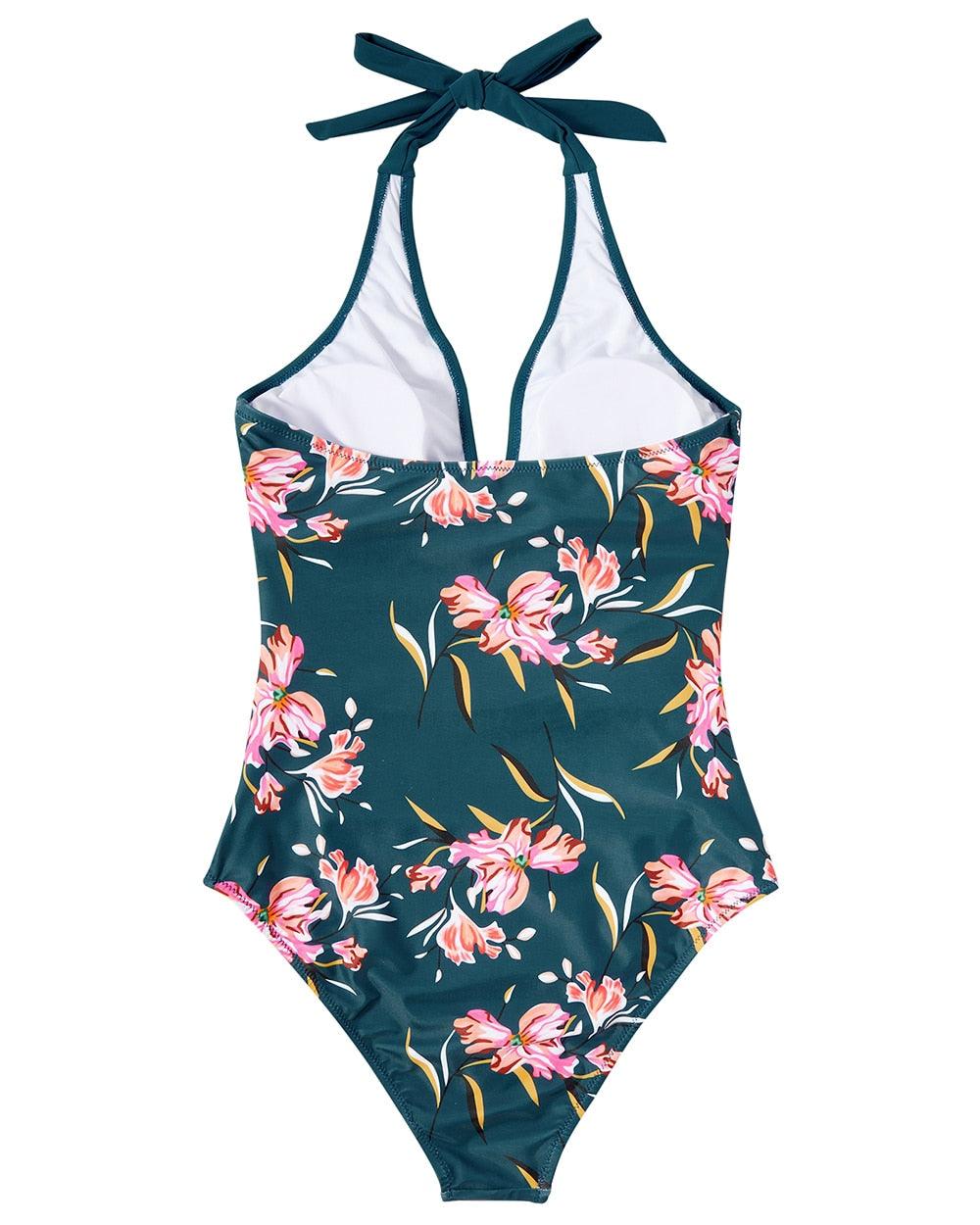 Women’s Push-Up Swimsuit with Backless Design and Sculpting Fit
