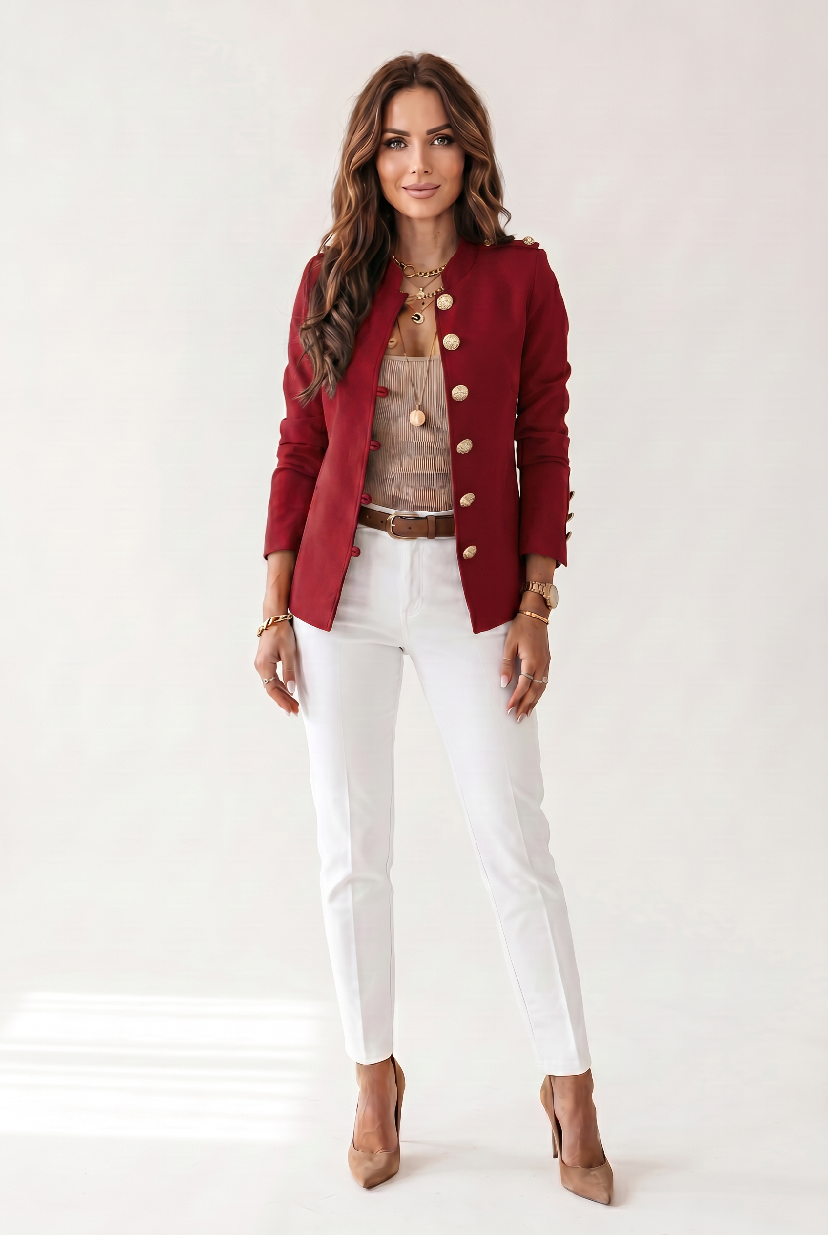 Women’s Short Jacket with Button Front and Side Pockets