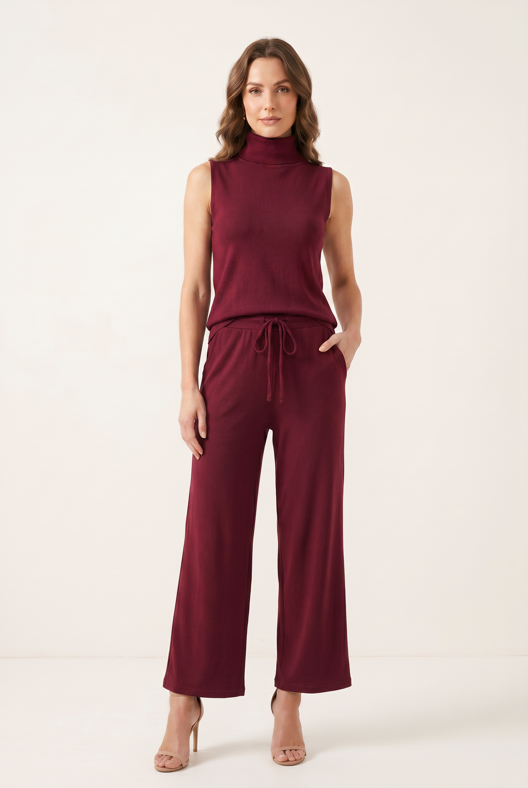 Sleeveless Wide Leg Jumpsuit with Straight Silhouette