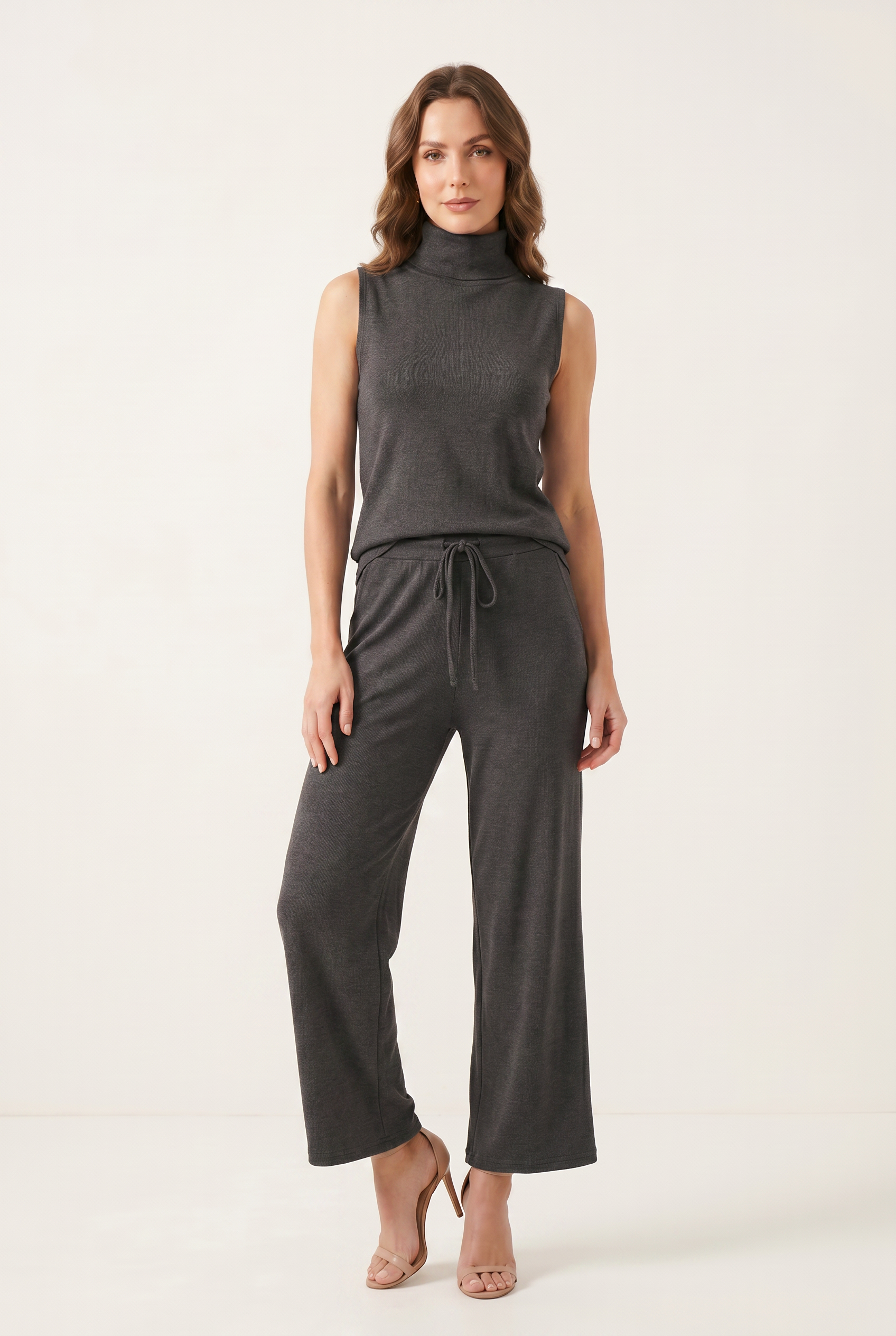 Sleeveless Wide Leg Jumpsuit with Straight Silhouette