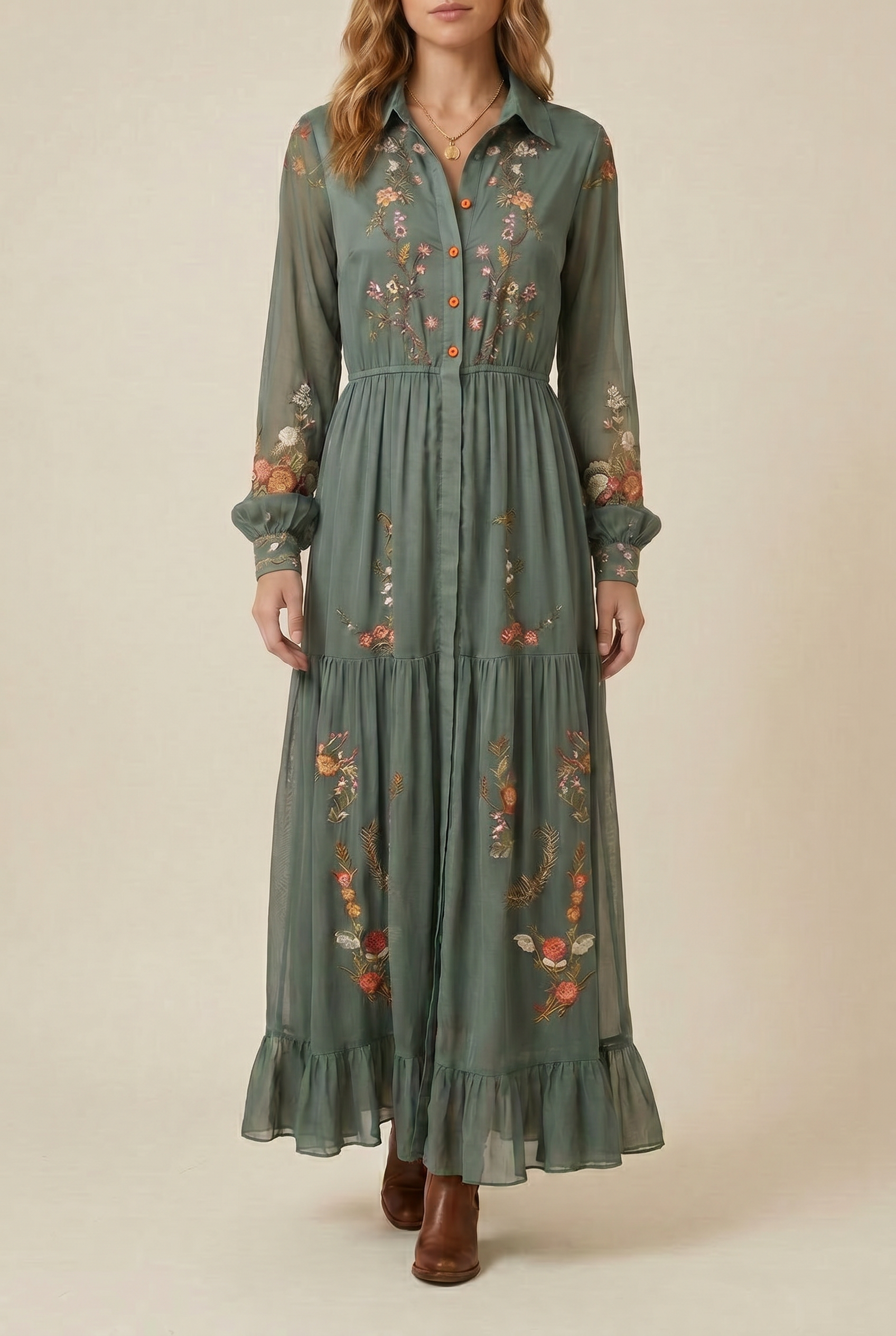 Bohemian Blomster Maxi Kjole
