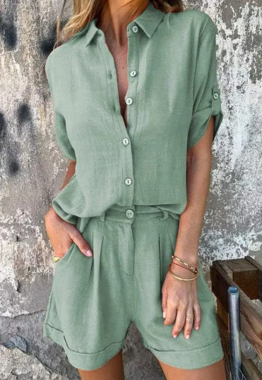 Women’s Lightweight Co Ord Set with Relaxed Fit and Matching Shorts