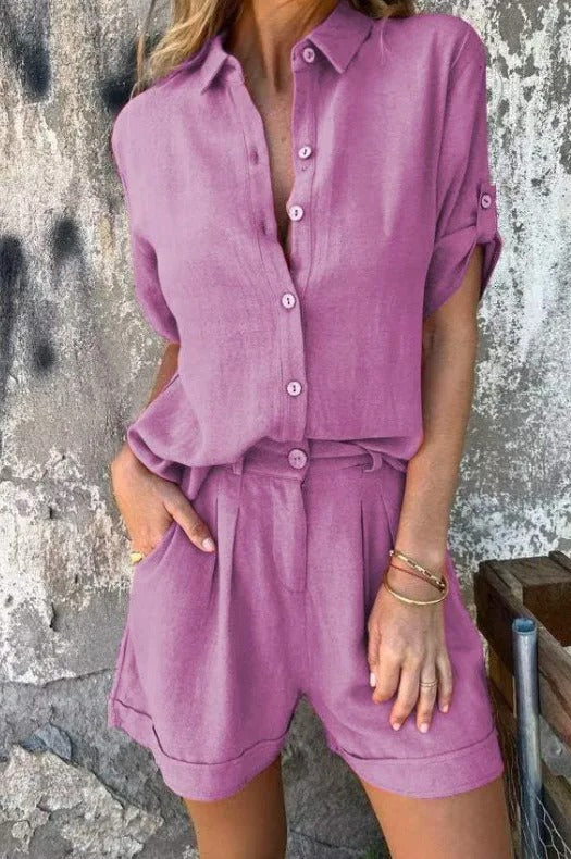 Women’s Lightweight Co Ord Set with Relaxed Fit and Matching Shorts