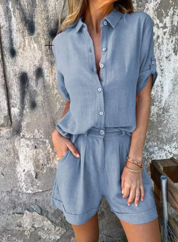 Women’s Lightweight Co Ord Set with Relaxed Fit and Matching Shorts