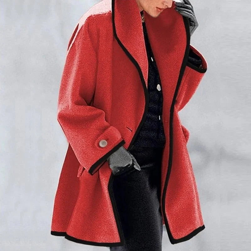 Women’s Merino Wool Blend Trench Coat with Double-Breasted Front