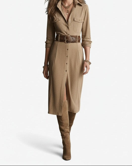 Elegant Feminin Kjole med Poleret Silhuet