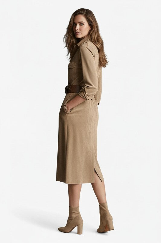 Elegant Feminin Kjole med Poleret Silhuet