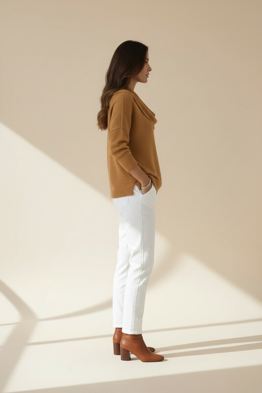 Cowl Collar Sweater with Relaxed Fit