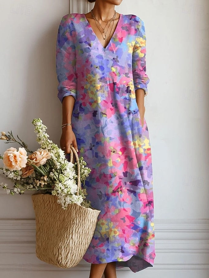 Women’s Maxi Comfort Dress with Relaxed Silhouette and Side Pockets