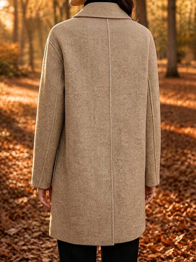 Women’s Herringbone Double Breasted Long Coat
