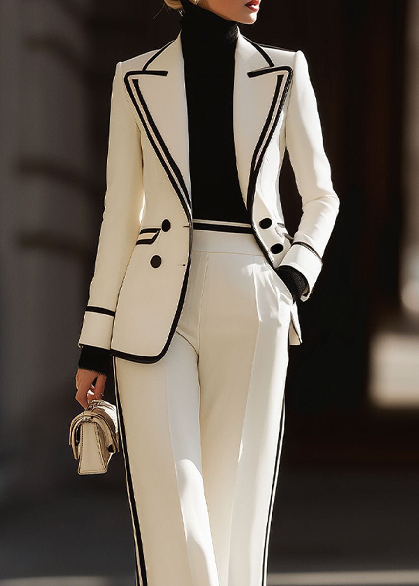 Women’s Double Breasted Blazer and Wide Leg Trousers Set