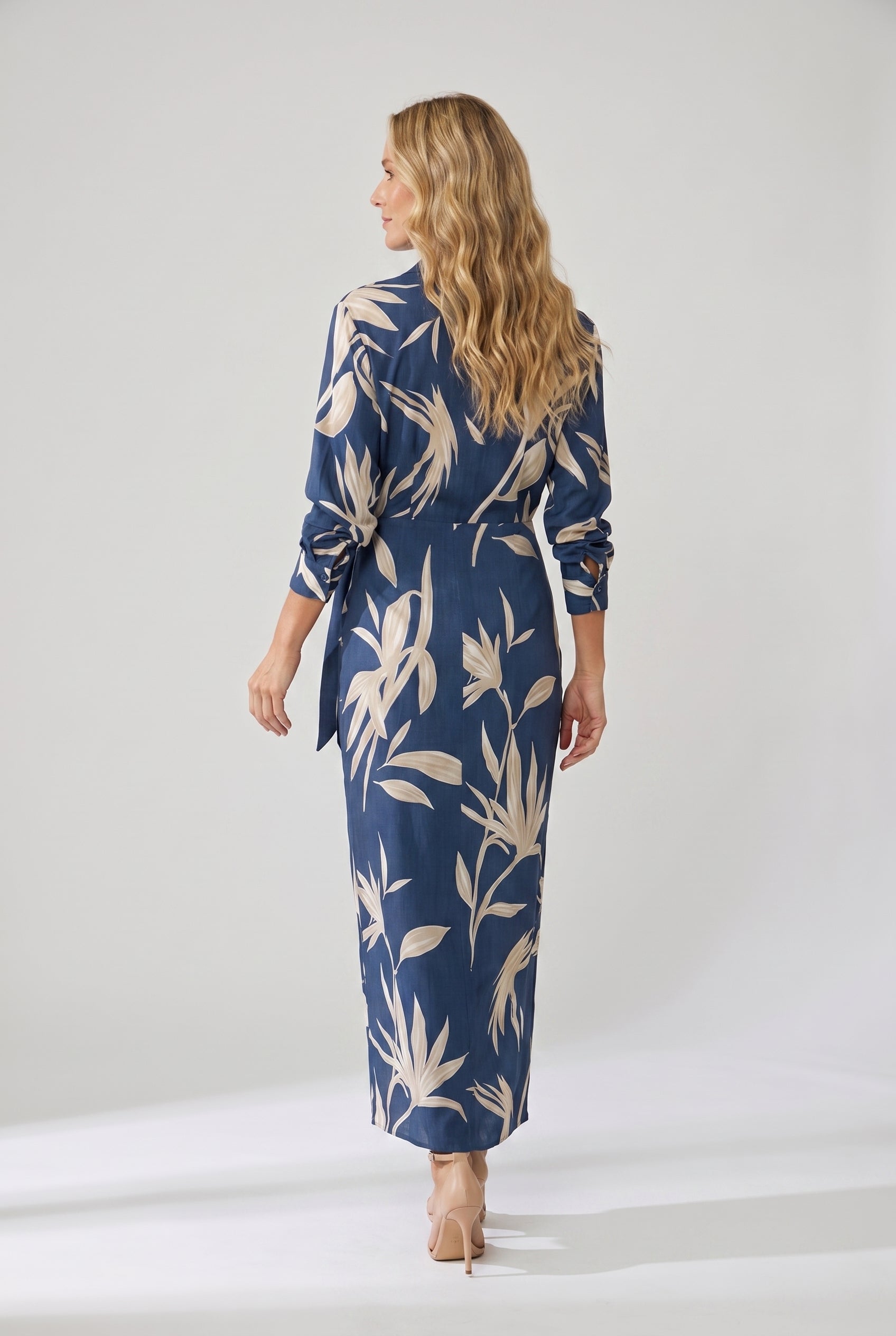 Women’s Floral Wrap Maxi Dress with Tie Waist and V-Neck