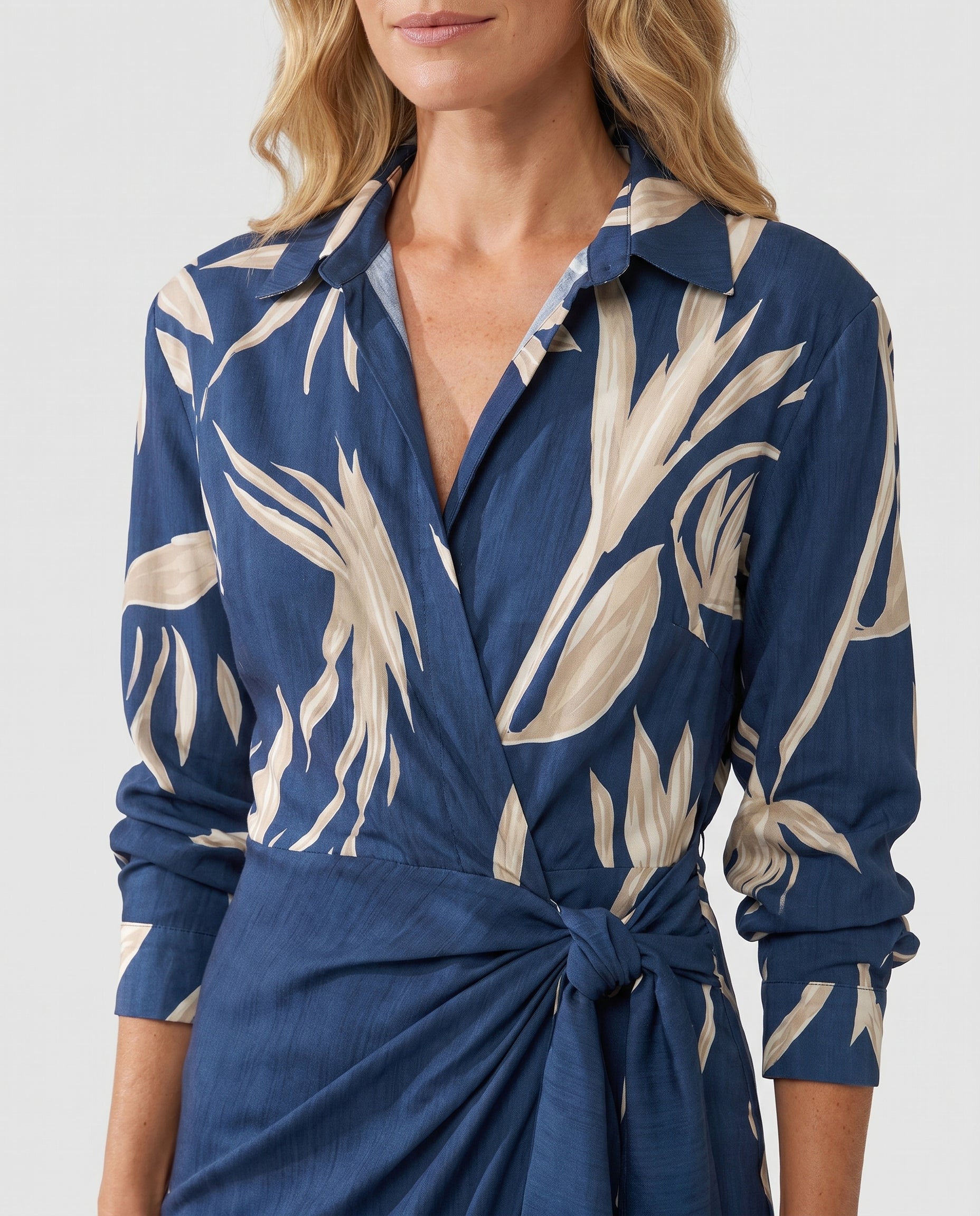 Women’s Floral Wrap Maxi Dress with Tie Waist and V-Neck