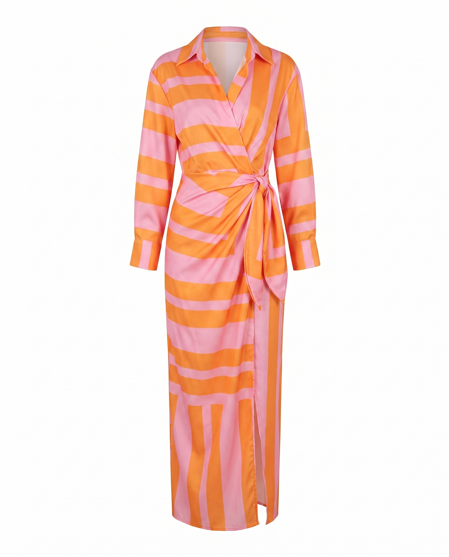 Women’s Floral Wrap Maxi Dress with Tie Waist and V-Neck