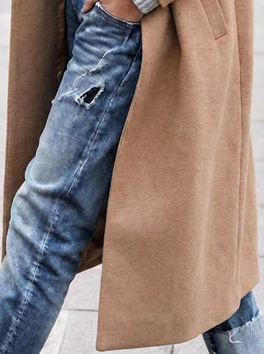 Women’s Oversized Long Trench Coat with Wide Lapel