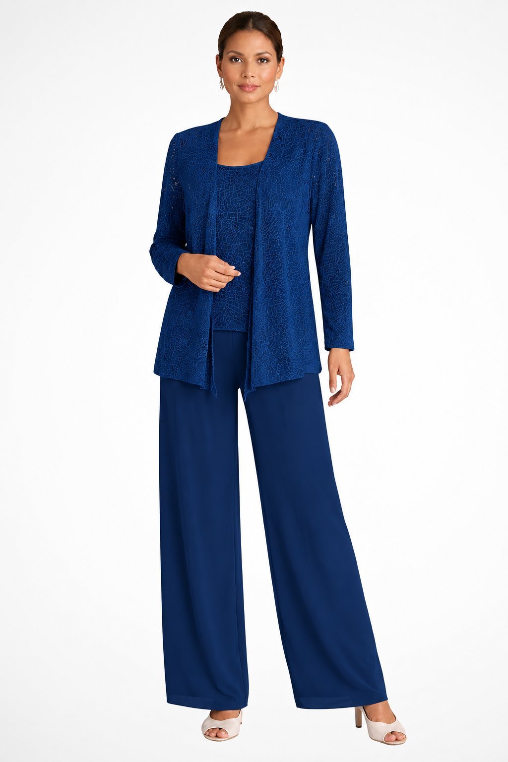 Women’s Sequin Three Piece Trousers Suit with Wide Leg Trousers