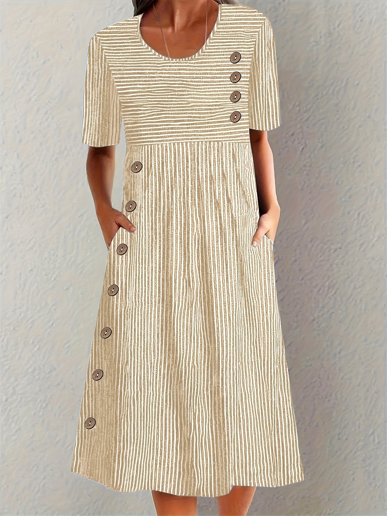 Women’s Striped Summer Midi Dress with Breathable Fabric