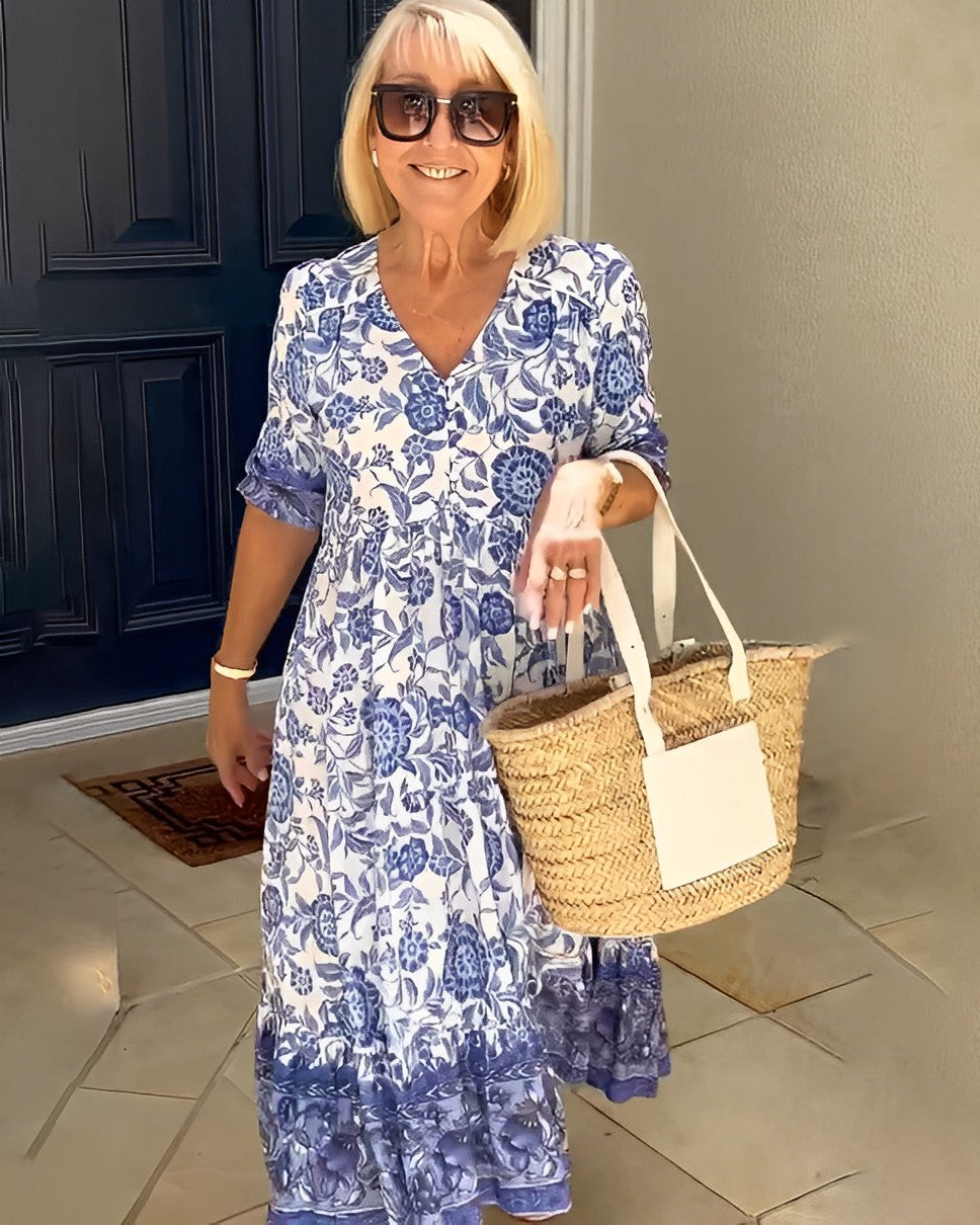 Women’s Floral V-Neck Summer Maxi Dress