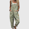 Women’s Printed Wide Leg Jumpsuit with Adjustable Straps