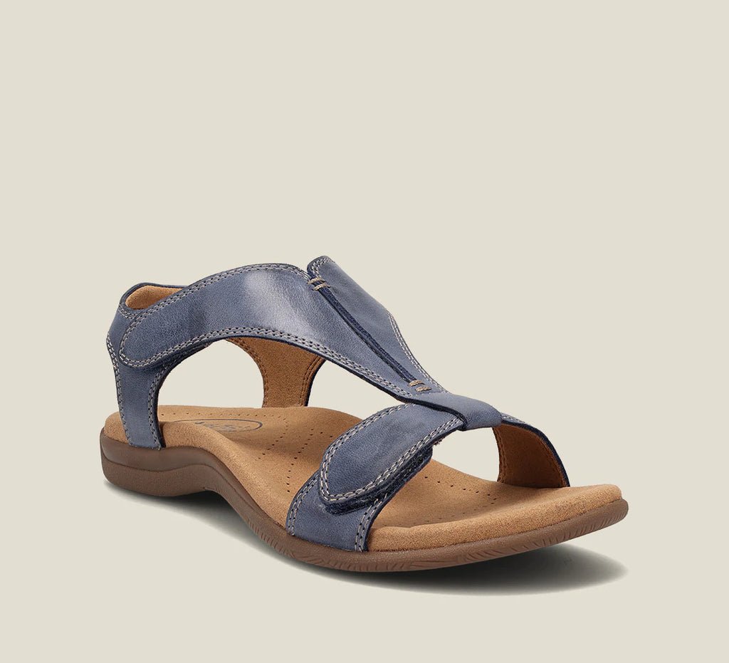 Orthopedic Vegan Leather Sandals with Memory Foam Footbed and T-Strap Design